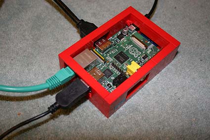 THe Raspberry Pi in a case without a lid